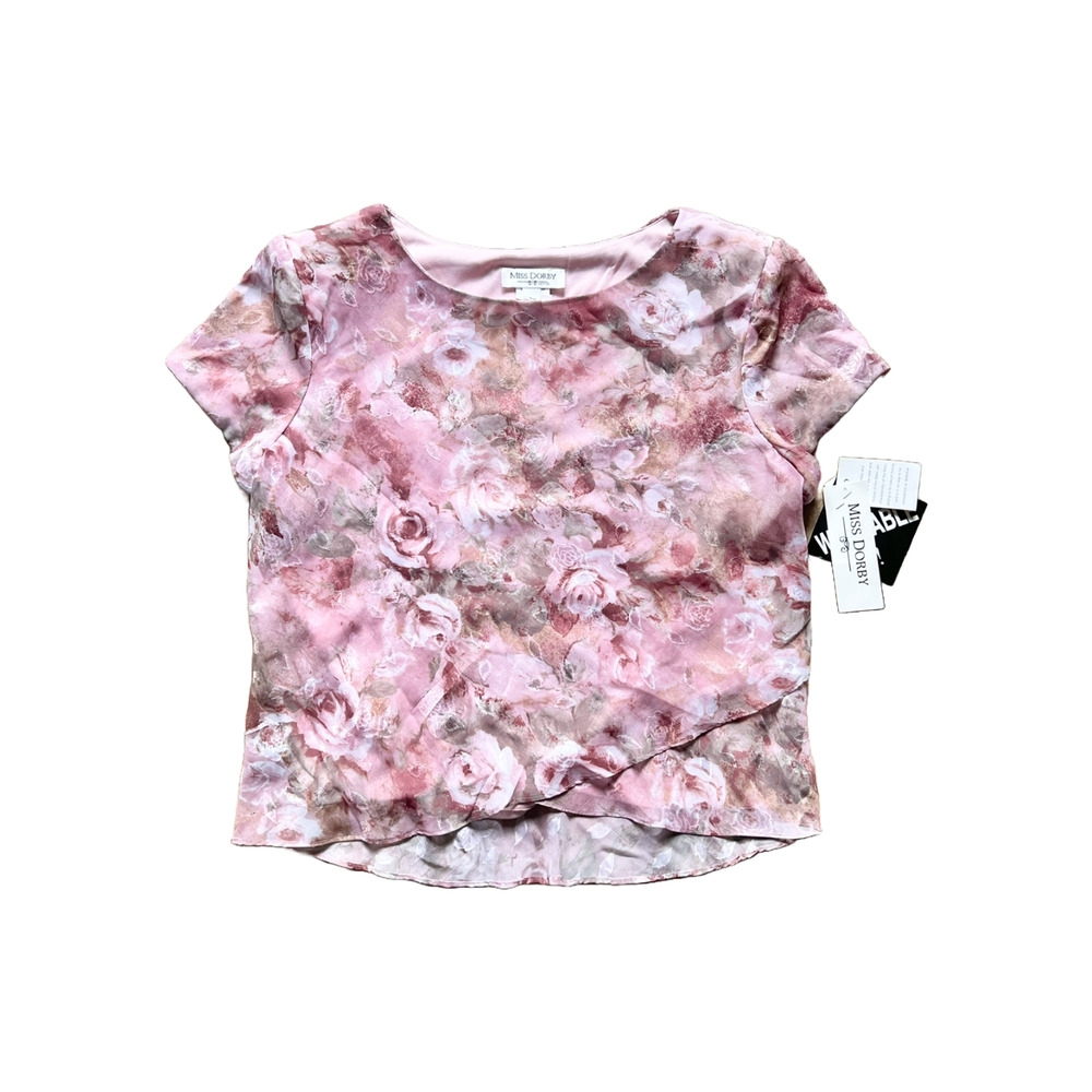 Vtg Deadstock Miss Dorby Floral Top Pink Feminine Romantic Coquette Soft Girl